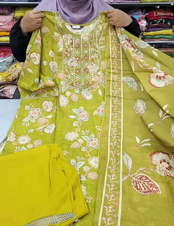 Rayon Long Anarkali Top Bottom Dupatta  | TS3260